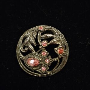 Antique pink rhinestone brooch